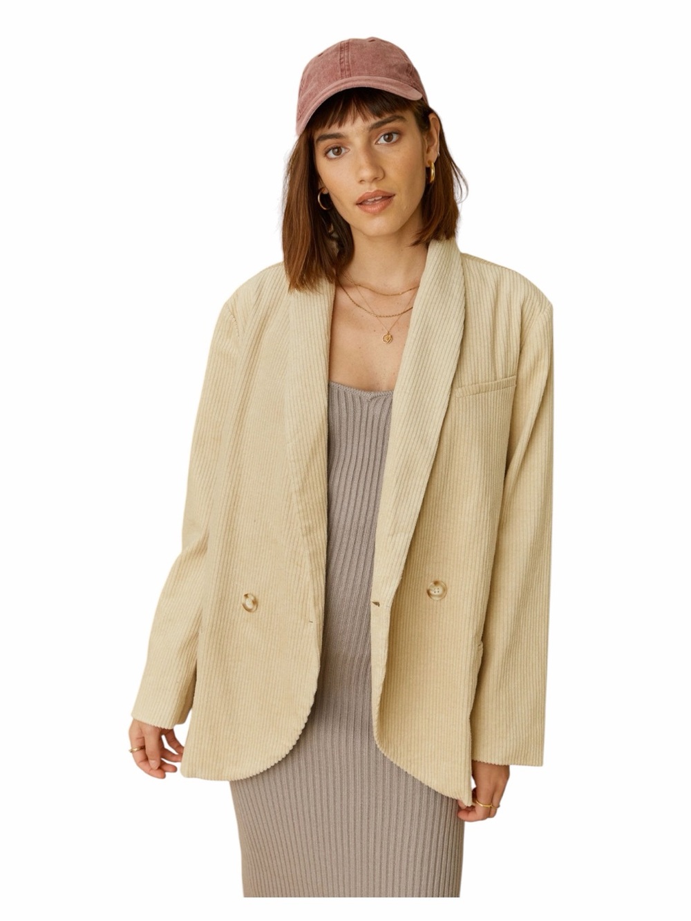 NWT! FREE PEOPLE | FRENCH MAUVE BEIGE NOREEN CORDUROY BLAZER. Size Large.
